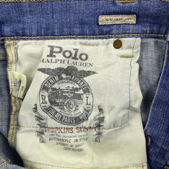 Polo Ralph Lauren Tompkins Skinny Jeans Women's 31 Distressed Ripped Faded Wash - Picture 12 of 16